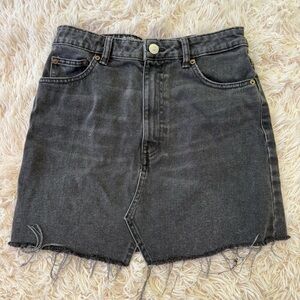 Zara denim Mimi skirt black cotton Size M pockets zip up casual